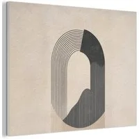MuchoWow Gemälde Grafisches geschwungenes Muster - Beige, Fotodruck (1 St), Akustikpaneele PET-Filz, Akustikbild, Schalldämmung, Deko 40x30 cm