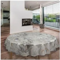 laro Tischdecke Wachstuch-Tischdecken Sahara Grau Rund 140cm