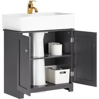 SoBuy Waschbeckenunterschrank BZR18 Badschrank Waschtisch Unterschrank mit 2 Türen, verstellbare Ablage
