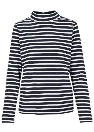 CLARINA - Stehbund-Shirt, 1/1 Arm,Ringel marine-offwhite - Gr. - 38