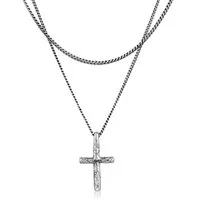 HAZE & GLORY Silberkette Layer Kreuz Vintage Style 925 Silber, Kreuz