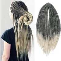 LuxusKollektion Kunsthaar-Extension Dreadlocks Extensions 24 Zoll Haarzöpfe Double-ended Schwarz zu Blond