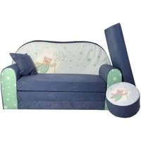 FORTISLINE Kindersitzgruppe Kindersofa Kindercouch Aufklappen Bettfunktion + Hocker W319