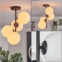 hofstein Deckenleuchte Deckenlampe aus Metall/Glas in Schwarz/Milchglas, ohne Leuchtmittel, Glasschirme (15 cm), 4 x E14, ohne Leuchtmittel
