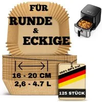 Smart-Planet Backpapier Backpapier Smart-Planet für Heißluftfritteuse 125 Stück - 16-20cm, Antihaft-Beschichtung