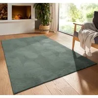 TaCa Home Teppich Kurzflor Teppich Hasenfell Optik, rechteckig, Höhe: 10 mm, Wohnzimmer, Kinderzimmer, Esszimmer, Wellen Hellgrün - 240 x 340 cm