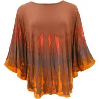 Guru-Shop Longbluse Batik Poncho, Tunika, Unikat Boho Kaftan,.. alternative Bekleidung