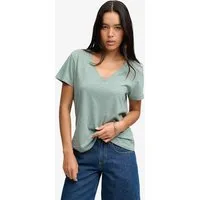 Superdry T-Shirt STUDIOS SLUB EMB VEE TEE Baumwollmischung, relaxed fit