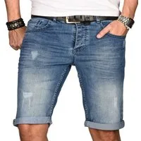 Alessandro Salvarini Shorts Herren Jeans – Used Look Stretch Denim Sommer Moderne Shorts mit Waschung und hohem Tragekomfort