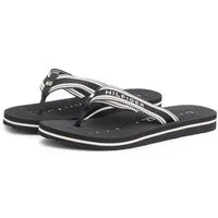 Tommy Hilfiger TH WEBBING SUMMER SANDAL Zehentrenner Sommerschuh, Strandschuh, Dianette mit Streifen und Logoschriftzug