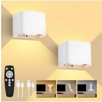 GeyouLux Wandleuchte 5000mAh Aufladbare Wandleuchte Innen, Fernbedienung & Dimmbar, LED-Lampen, LED Wandlampe mit Bewegungsmelder, 2 Stück