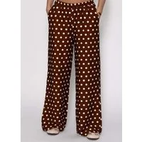 SASSYCLASSY Stoffhose Weite Hose mit Punktemuster für Damen Fließende Low-Waist Stoffhose mit Taschen und elastischem Bund