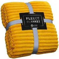 Wohndecke Fleecedecke 130 x 150 cm gelb, Polyester, Five Stars United, leicht, atmungsaktiv