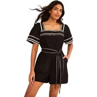 Love & Roses Playsuit Love & Roses Kurzer Jumpsuit mit Zackenlitze (1-tlg)