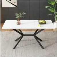 Flieks Esstisch (erweiterbare Tischplatte 120-160cm, 1-St., 1 Tisch), ausziehbar Küchentisch rechteckig Schreibtisch Arbeitstisch weiß