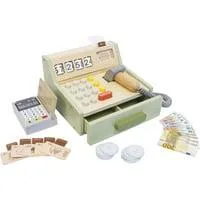 SpielMaus Küche Holz Registrierkasse mit Zubehör, Kaufladen