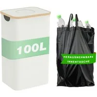 skelo Flaschenkorb Pfandflaschen Sammelbehälter, 100L Fasst 30 Leere Flaschen, 100 l, ‎41 x 33,5 x 75 cm, ‎100 Liter, Baumwolle, Untere Verstärkung