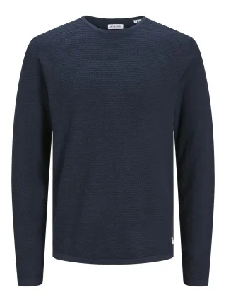 JACK&JONES - JJEGREG KNIT CREW NECK SN navy blazer - Gr. - M