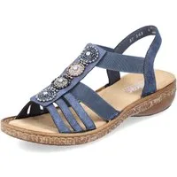 Rieker Riemchensandale, Sommerschuh, Sandalette, Keilabsatz, mit Zierperlen besetzt