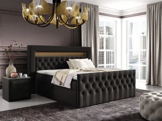 Boxspringbett Schlafzimmerbett ERNESTO Nr.2 120x200cm in Elisa Velvet Schwarz
