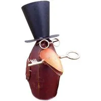 Deko-Impression Gartenfigur Zaunfigur Zaunhocker Rabe mit Zylinder, Brille, Schlüssel Eisen, (1 St)