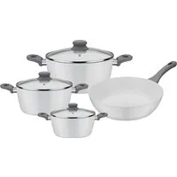 GSW Topf-Set Fiona, Aluminium (Set, 7-tlg., je 1 Kochtopf Ø 16/20/24 cm, 1x Schmorpfanne Ø 24 cm), weiß mit Softtouch-Griff kratzfeste ILAG® CERAMICVeredelung, Induktion