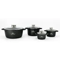 KlönBerg Topf-Set Wunderschöne Töpfe mit Steinbeschichtung in 4 verschiedenen Größen, Aluminium, Aluminiumguss, Keramik, Edelstahl (Passt in jede Küche! (1.2L / 2.3L / 4.5L / 5.5L), 8-tlg., Es ist eine perfekte Geschenkidee für jeden Anlass), Innovat