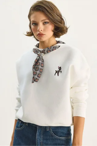 Bestickter Rundhalsausschnitt Sweatshirt