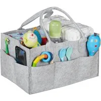 relaxdays Wickeltasche Baby Windel Caddy Filz (Einzelstück, 1-tlg., Lieferumfang: 1 x Baby Windel Caddy Filz (ohne Deko), Hellgrau