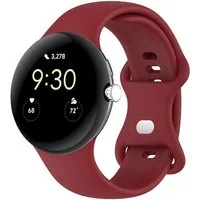 Wigento Smartwatch-Armband Silikon für Google Pixel Watch 4 / 3 45mm Butterfly-Schnalle Rot, Silikonarmband mit Butterfly-Schließe für flexible Passform
