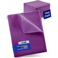 wolk Mikrofasertuch mit Waffelstruktur in lila - Reinigungstuch (Polyester, 38x38 cm, 10er-Set, hygienisch auf 90° waschbar)