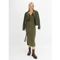 bonprix Strickkleid mit modernem Wickel-Design, aus Polyacryl und Polyester