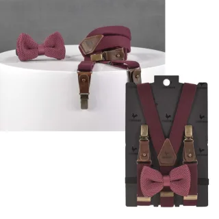 Sir Redman Hosenträger Jungen Set mit Fliege Kids Mr Buck Burgundy 25mm. Ein kräftiger Farbton für einen stilvollen Auftritt kleiner Gentlemen.