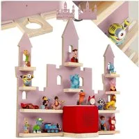 tectake Wandregal Tonie Regal in Märchenschlossoptik, 59 x 15,5 x 58 cm, Tonieboxregal MyLittleStory Princess Castle 1-tlg., für bis zu 22 Tonies, abgerundete Ecken, mit integrierter Kabelführung
