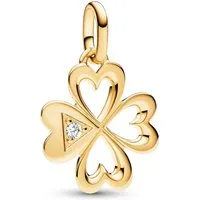 Pandora Kettenanhänger 763034C01, Anhänger Herz Vierblättriges Kleeblatt Goldfarben