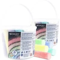 WESTCOTT Malkreide Straßenmalkreide Pastell, 2 x 20 Stück Straßenkreide für Kinder, (Vorteilspack, 2-tlg), leicht abwaschbar