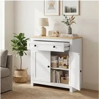 HOMCOM Sideboard mit Schublade, Doppeltür, Verstellbarer Einlegeboden (Küchenschrank, 1 St., Moderner Aufbewahrungsschrank), für Wohnzimmer, Schlafzimmer 78,5 x 35 x 80 cm Weiß