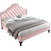 Flieks Polsterbett, Samt Doppelbett mit höhenverstellbarem Kopfteil 140x200cm