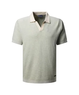 Pierre Cardin - Strick 1/2 Polo ohne KN desert sage - Gr. - M