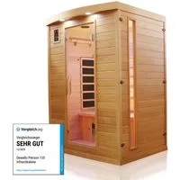 Dewello Infrarotkabine PIERSON 135 Wärmekabine, bis zu 2 Personen, 5 Vollspektrumstrahler, BxTxH: 135 x 105 x 190 cm, (mit großer Farblichttherapie, inkl. Ionisator mit Ozondesinfektion und Aromatherapie, Multimedia und zusätzlich USB-Anschluss & Blu