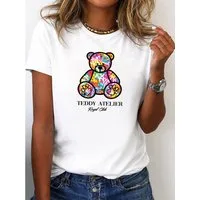 RMK T-Shirt Damen Shirt Rundhals Basic "Bear" aus Baumwolle
