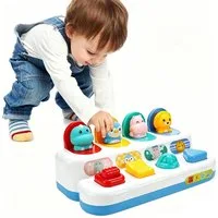 Diwzbyn Lernspielzeug Montessori Ursache-und-Wirkung Spielzeug,mit Knöpfen, Tier-Sortierspielzeug nach Farben, für Kinder,Pop-Up Spielzeug