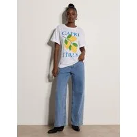 Apricot T-Shirt Capri Italy Lemon T-Shirt mit Stickerei