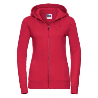 Russell - "Authentic" Kapuzenpullover Durchgehender Reißverschluss für Damen (Rot)