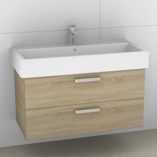 Artiqua 411 Waschtischunterschrank für Vero 045410 mit 1 Armaturbohrung Castello Eiche quer NB, 411- 411-WU2L-D20-7134-426