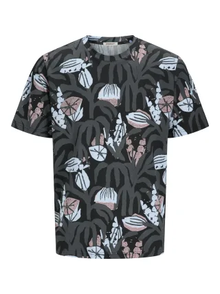 JACK&JONES - JORALMERIA AOP TEE SS CREW NECK black - Gr. - L