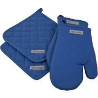 ROSS Topflappen Exclusiv, (Set, 4-tlg), 2x Topflappen und 2x Grillhandschuh, 100% Baumwolle