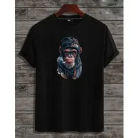 RMK T-Shirt T-Shirt Herren T-Shirt Basic Rundhals Affe Smoke Zigarette Cool aus 100% Baumwolle