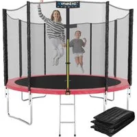 Kinetic Sports Gartentrampolin SALTO PLUS, Ø 244 cm, Komplett-Set mit Leiter, Regenplane, Einstiegsleiter