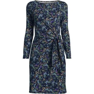 Baumwolle/Modal-Kleid mit Zierschleife, Damen,  Blau, Baumwolle Modal, by Lands' End
